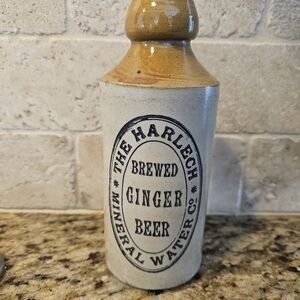 Brewed Ginger Beer Stoneware Bottle - Tan and Cream